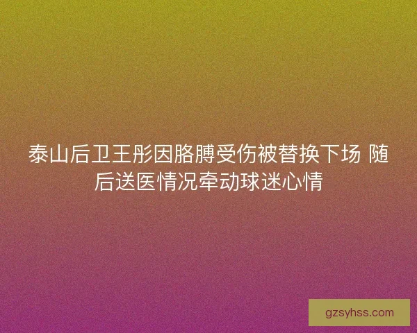 泰山后卫王彤因胳膊受伤被替换下场 随后送医情况牵动球迷心情